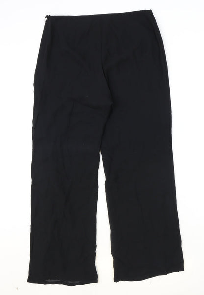 Next Womens Black Polyester Trousers Size 10 Regular Zip