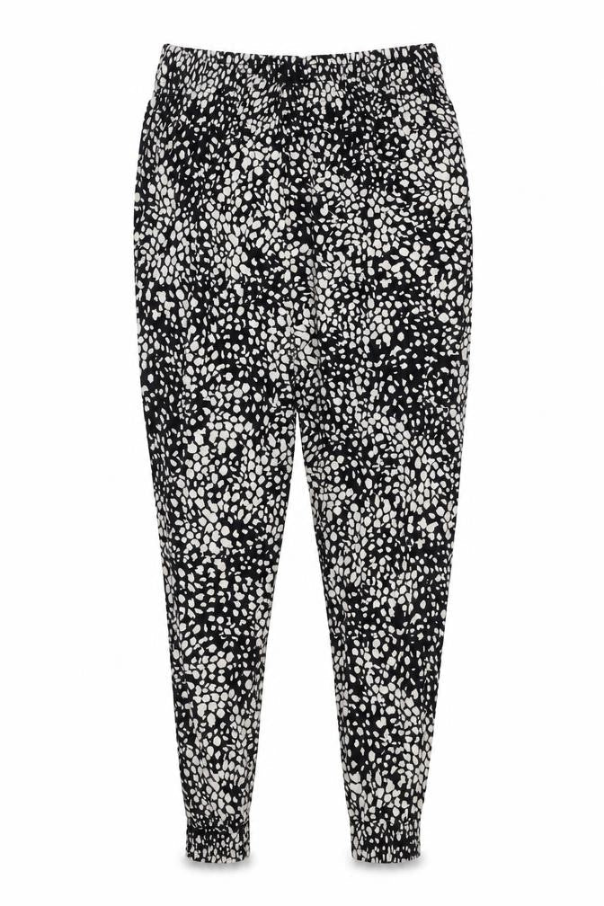 H&M Womens Black Geometric Viscose Harem Trousers Size S Regular