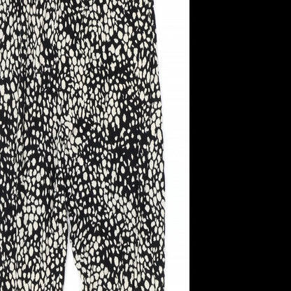 H&M Womens Black Geometric Viscose Harem Trousers Size S Regular