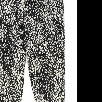 H&M Womens Black Geometric Viscose Harem Trousers Size S Regular