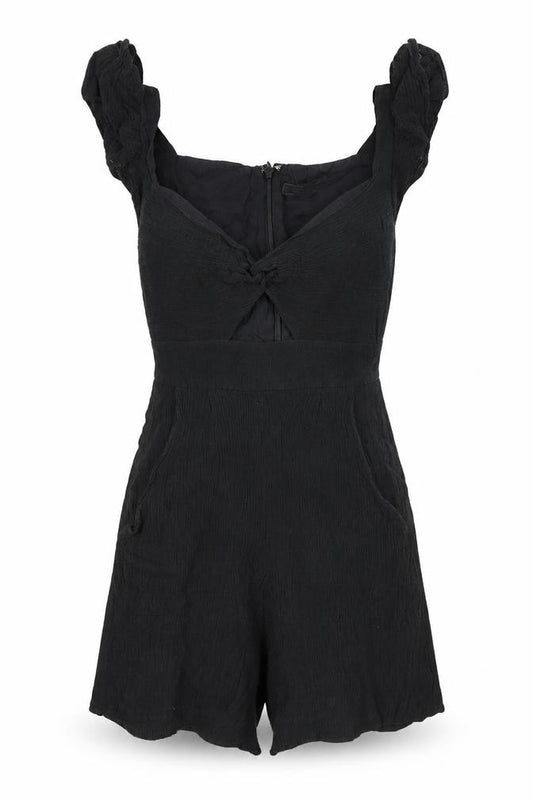 BCBGMAXAZRIA Womens Black Polyester Playsuit One-Piece Size S Zip - Cut Out Detail