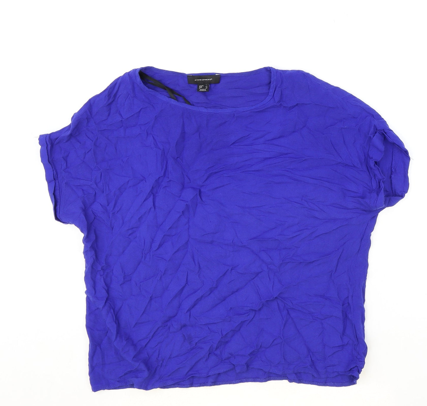 Atmosphere Womens Blue Viscose Basic T-Shirt Size 6 Boat Neck