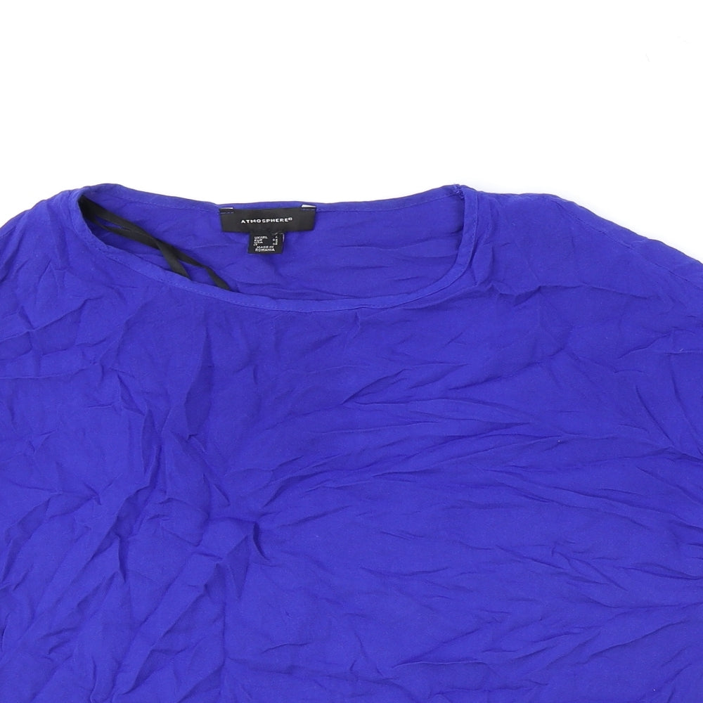 Atmosphere Womens Blue Viscose Basic T-Shirt Size 6 Boat Neck