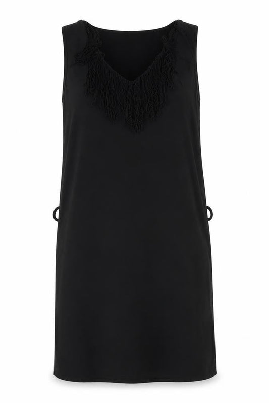 Preworn Womens Black Polyester Shift Size 14 V-Neck Pullover