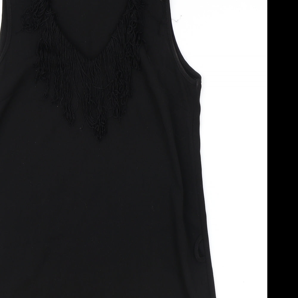 Preworn Womens Black Polyester Shift Size 14 V-Neck Pullover