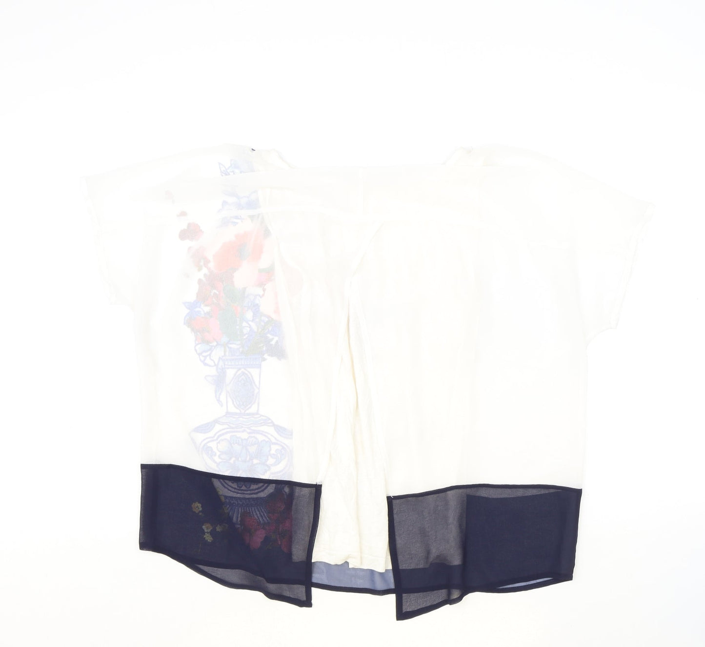 Phase Eight Womens Ivory Floral Polyester Basic Blouse Size 8 Boat Neck
