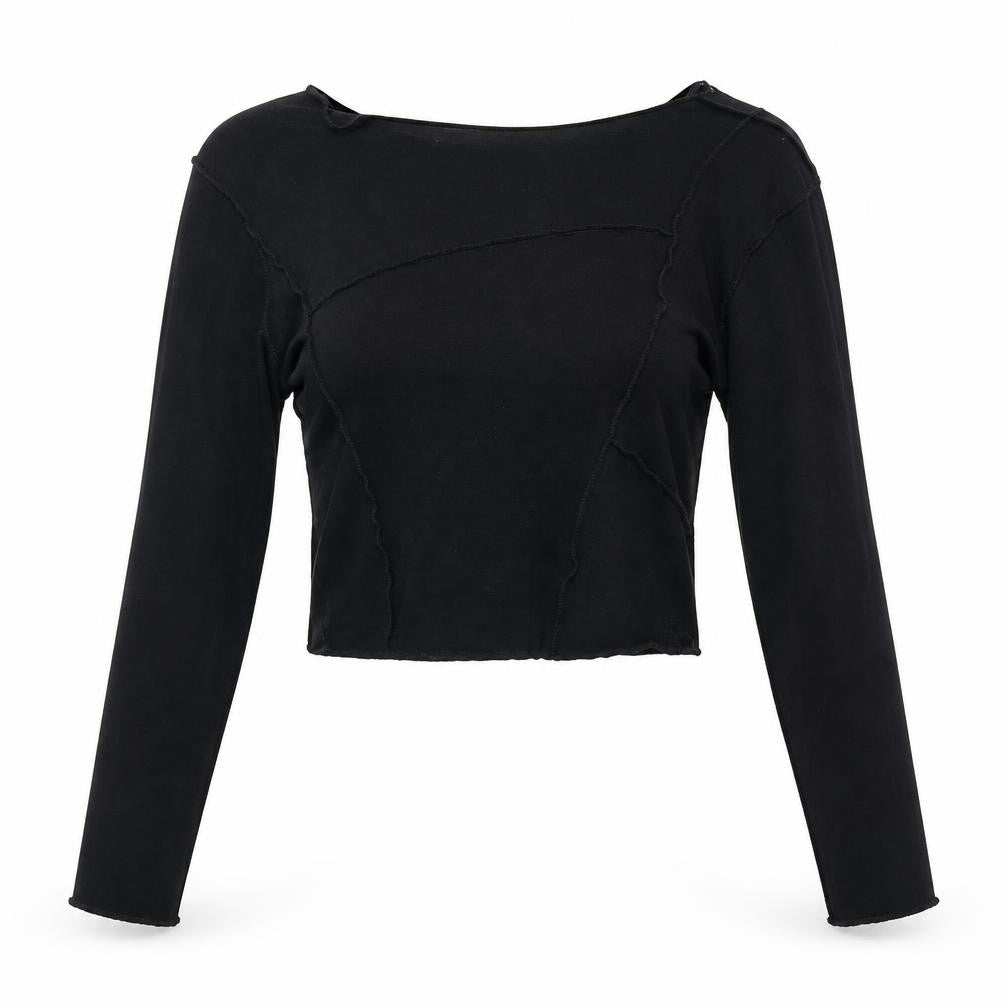 Primark Womens Black Viscose Cropped Blouse Size M Boat Neck