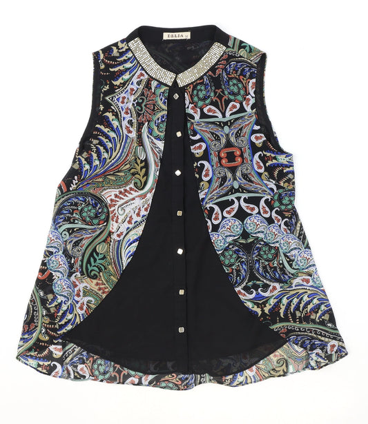 Deliah Womens Multicoloured Geometric Polyester Tunic Tank Size M Scoop Neck
