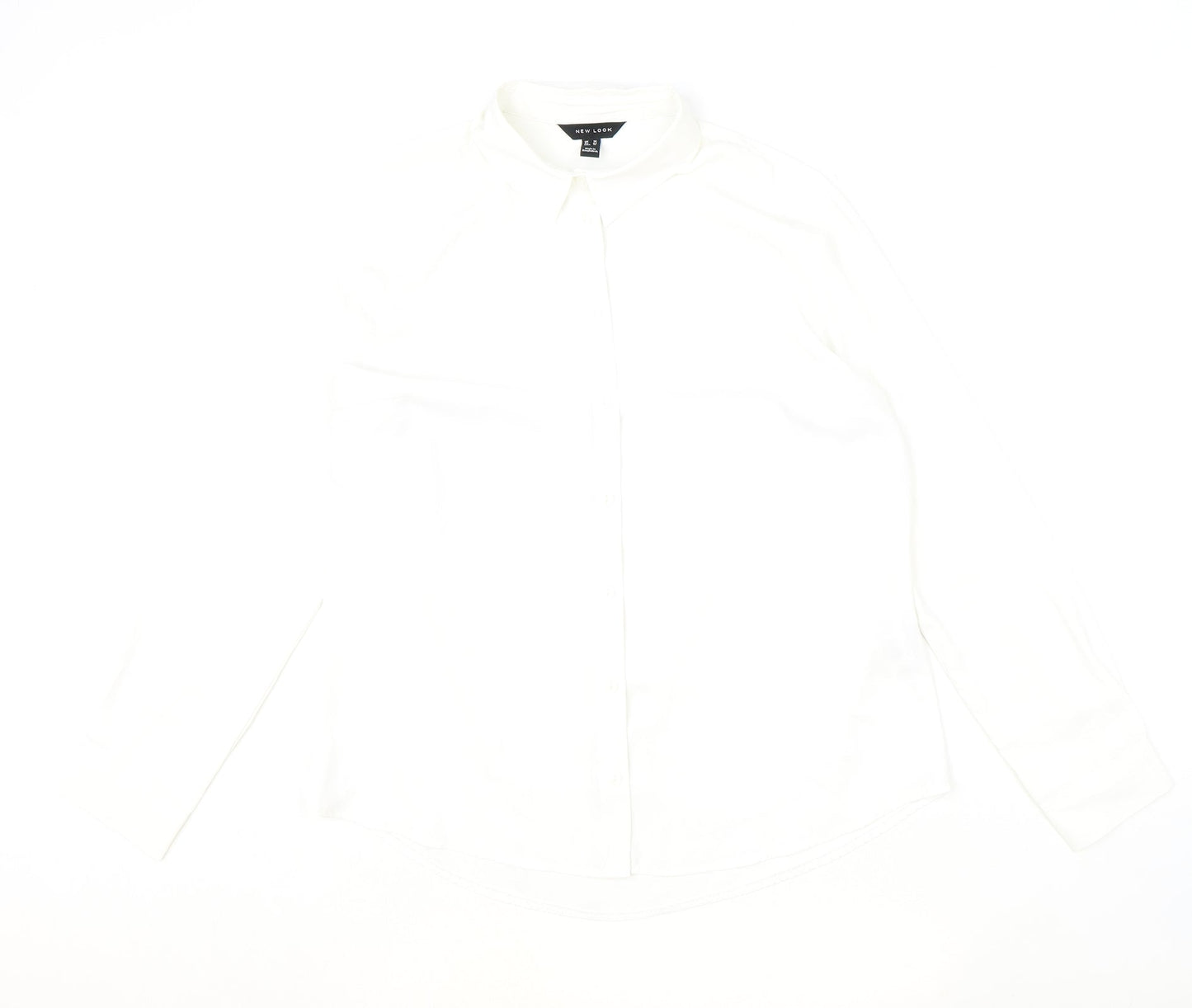 New Look Womens Ivory Polyester Basic Button-Up Size 14 Collared