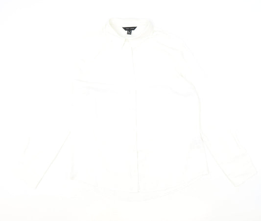 New Look Womens Ivory Polyester Basic Button-Up Size 14 Collared