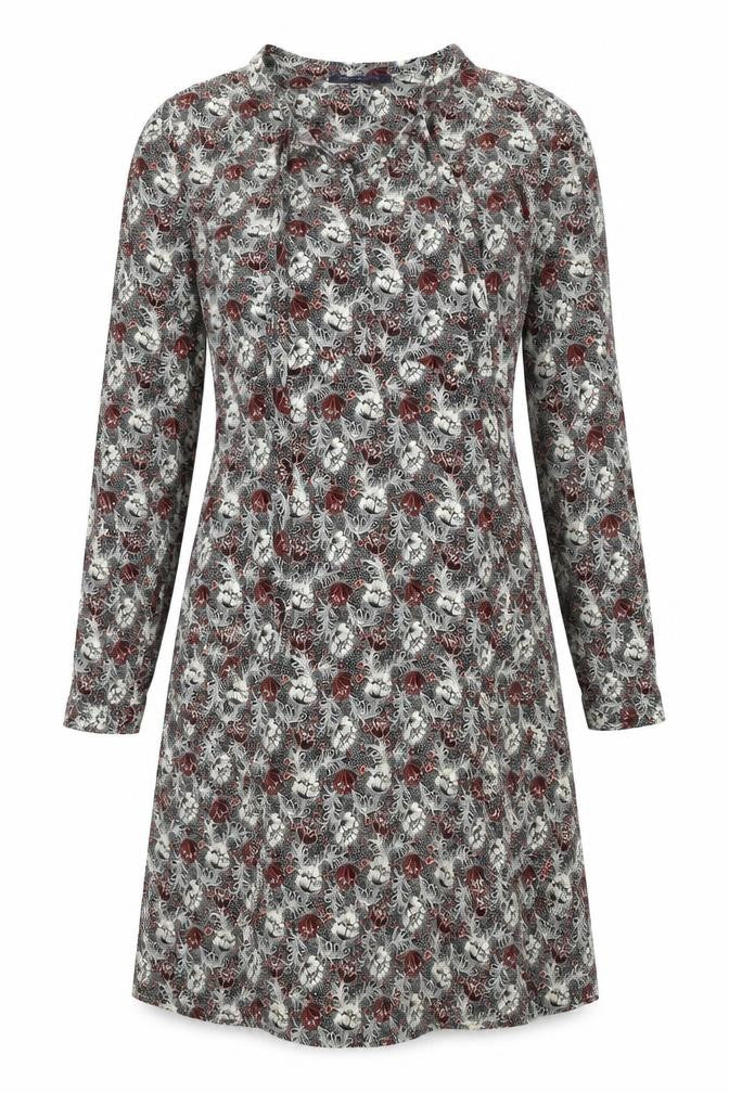 Marks & Spencer Womens Black Geometric Viscose A-Line Size 10 V-Neck Zip