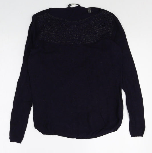 Esprit Womens Blue Boat Neck Polyamide Pullover Jumper Size XS Pullover