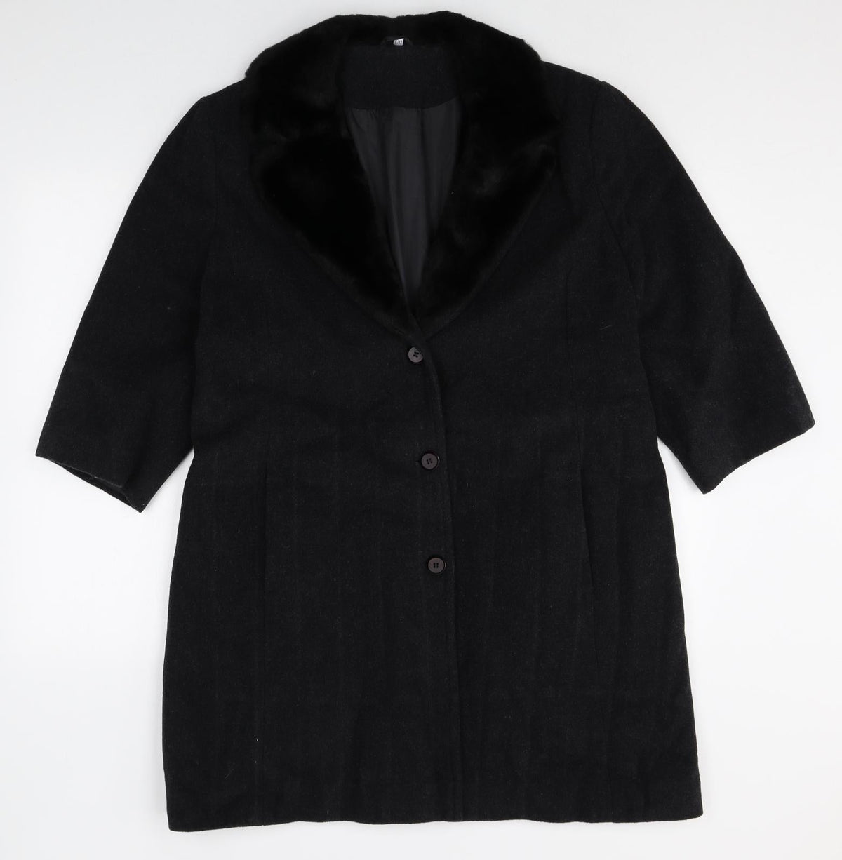 Preworn Womens Black Pea Coat Coat Size 16 Button