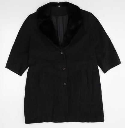 Preworn Womens Black Pea Coat Coat Size 16 Button