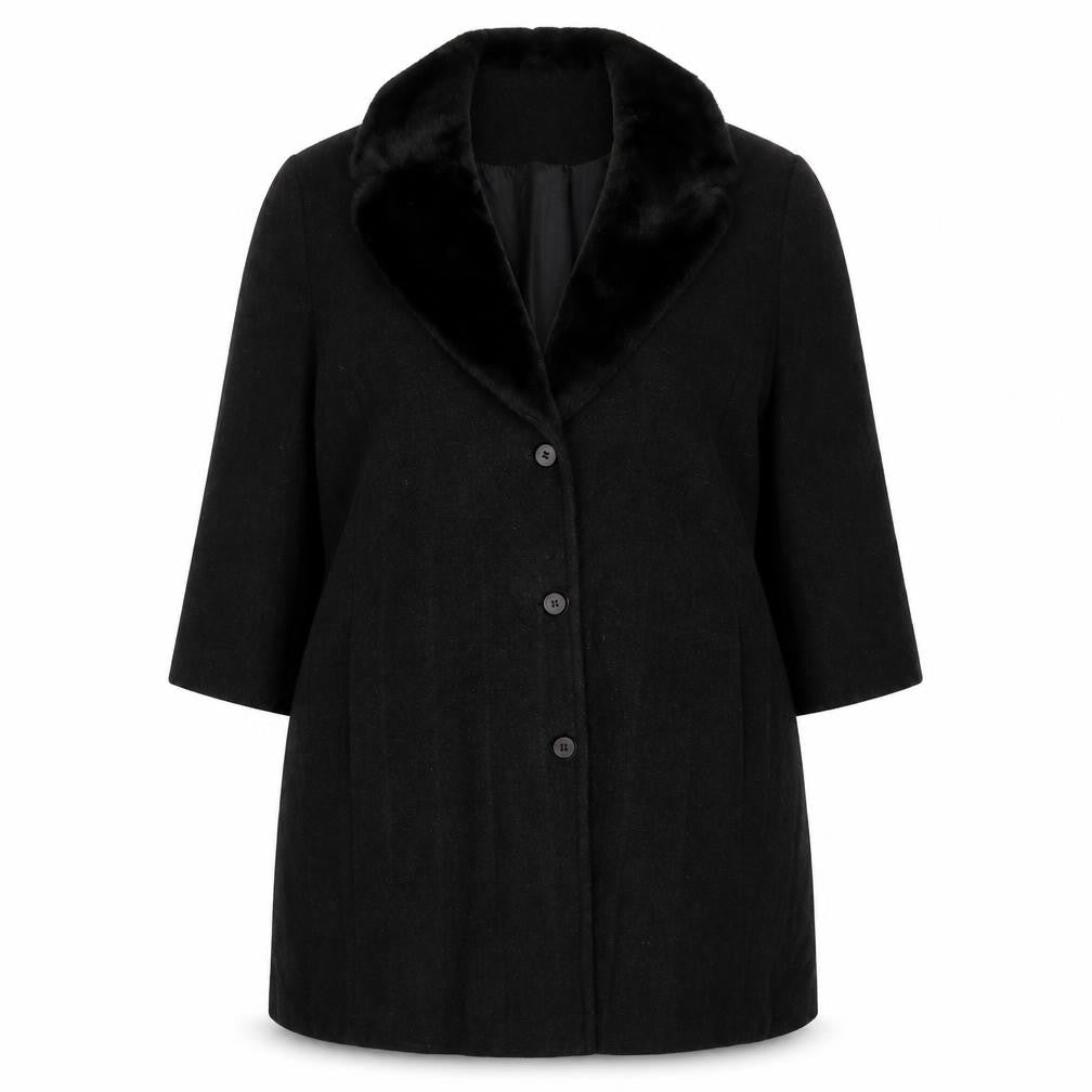 Preworn Womens Black Pea Coat Coat Size 16 Button