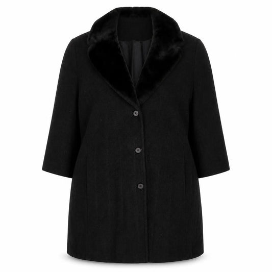 Preworn Womens Black Pea Coat Coat Size 16 Button