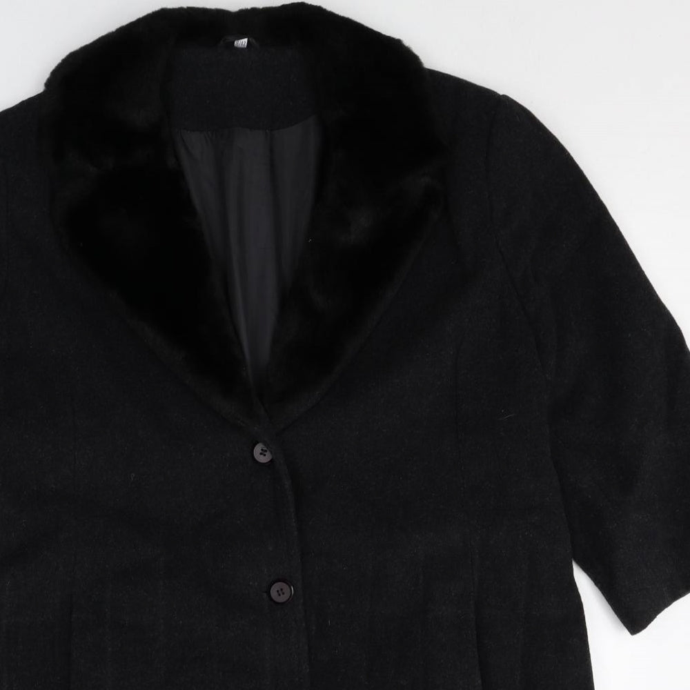 Preworn Womens Black Pea Coat Coat Size 16 Button