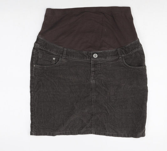 Yessica Womens Grey Cotton Straight & Pencil Skirt Size 12 Button