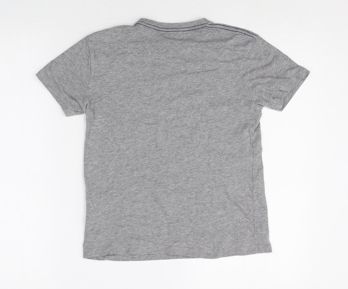 Vertbaudet Boys Grey Cotton Basic T-Shirt Size 10 Years Round Neck Pullover - Tiger