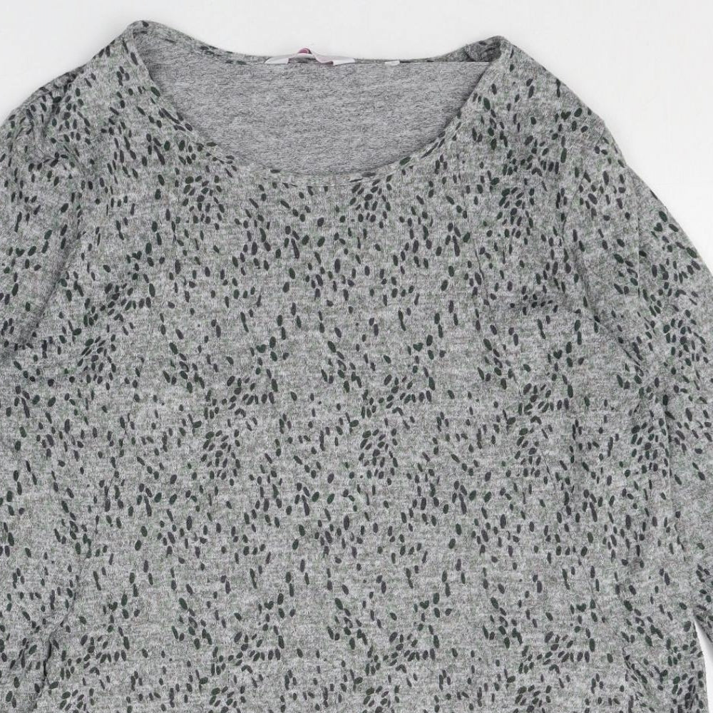 Julipa Womens Grey Geometric Polyester Jumper Dress Size 12 Scoop Neck Pullover