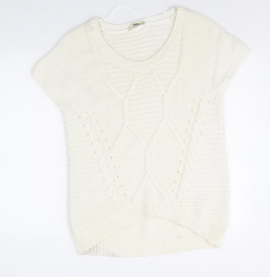 Oasis Womens White Boat Neck Acrylic Pullover Jumper Size M