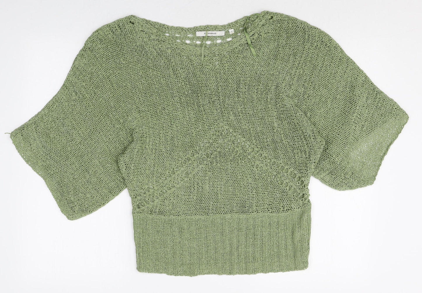 Paraphrase Womens Green Boat Neck Acrylic Pullover Jumper Size L