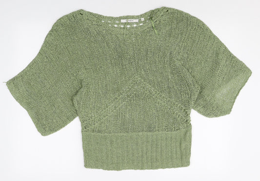 Paraphrase Womens Green Boat Neck Acrylic Pullover Jumper Size L