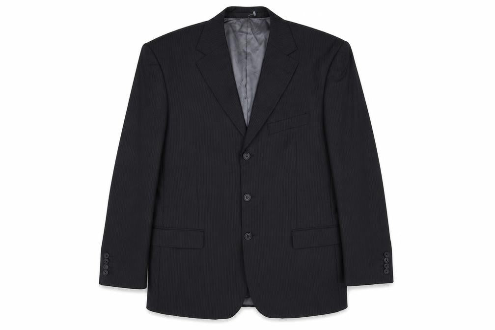 Marks & Spencer Mens Black Striped Wool Jacket Suit Jacket Size 42 Regular