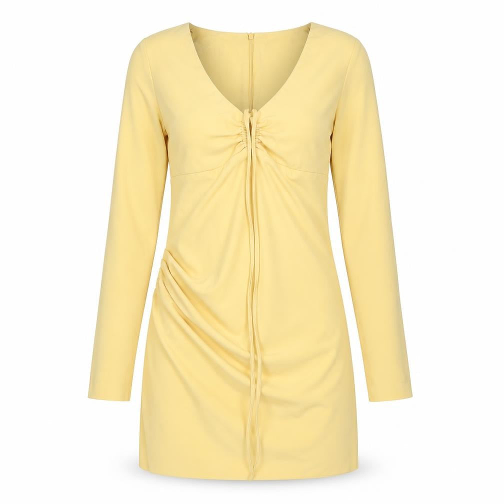 Zara Womens Yellow Polyester A-Line Size M Scoop Neck Zip