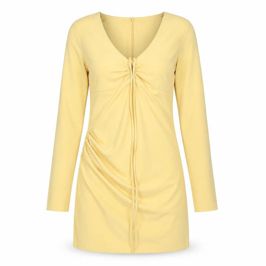 Zara Womens Yellow Polyester A-Line Size M Scoop Neck Zip
