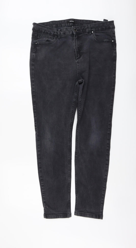Marks and Spencer Womens Grey Cotton Skinny Jeans Size 18 L28 in Regular Button
