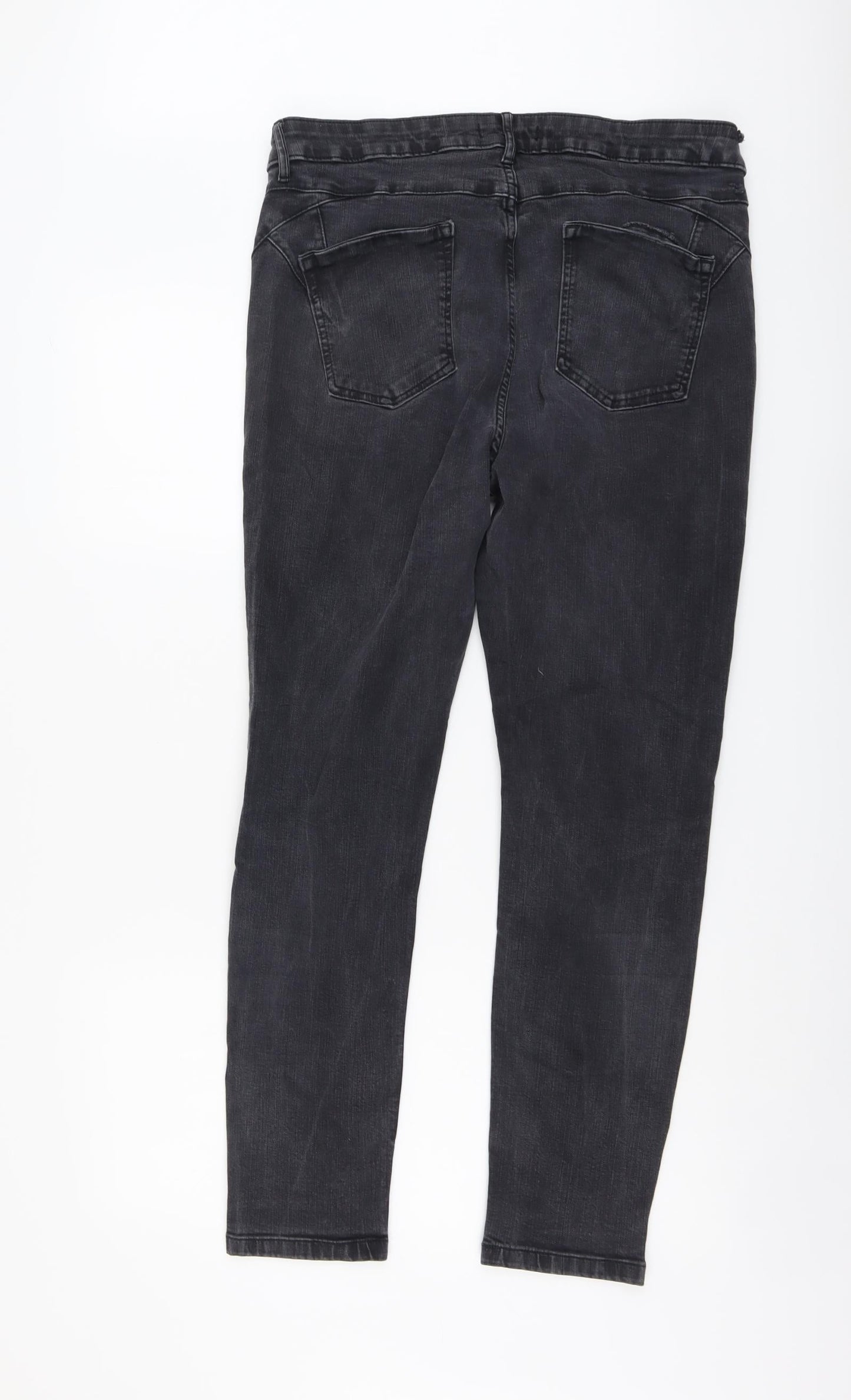Marks and Spencer Womens Grey Cotton Skinny Jeans Size 18 L28 in Regular Button