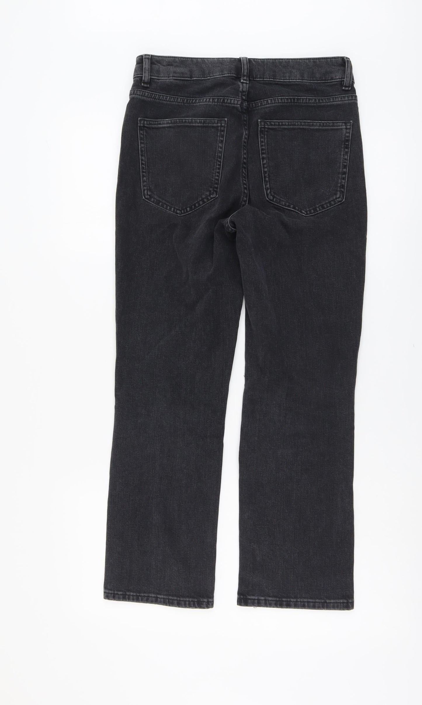 Marks and Spencer Womens Green Cotton Straight Jeans Size 8 L26 in Slim Button