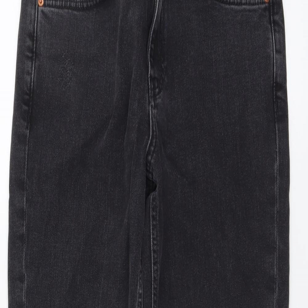 Marks and Spencer Womens Green Cotton Straight Jeans Size 8 L26 in Slim Button