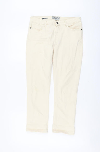 FatFace Womens Beige Cotton Straight Jeans Size 10 L23 in Regular Button