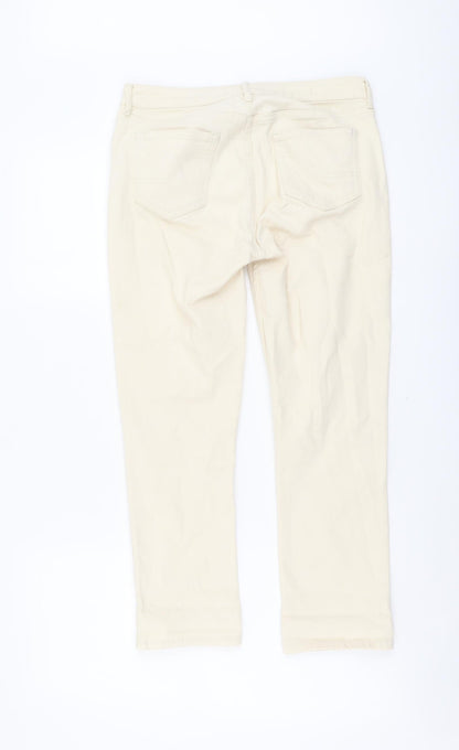 FatFace Womens Beige Cotton Straight Jeans Size 10 L23 in Regular Button