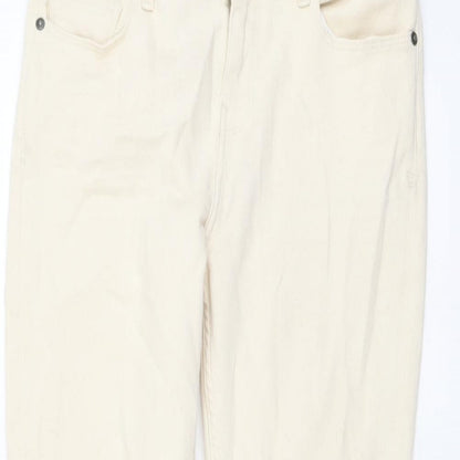 FatFace Womens Beige Cotton Straight Jeans Size 10 L23 in Regular Button