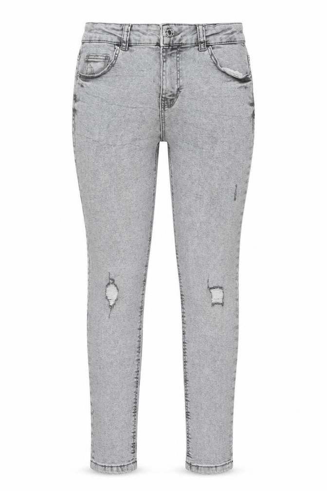 Denim & Co. Girls Grey Cotton Skinny Jeans Size 11-12 Years Regular Button - Distressed Denim