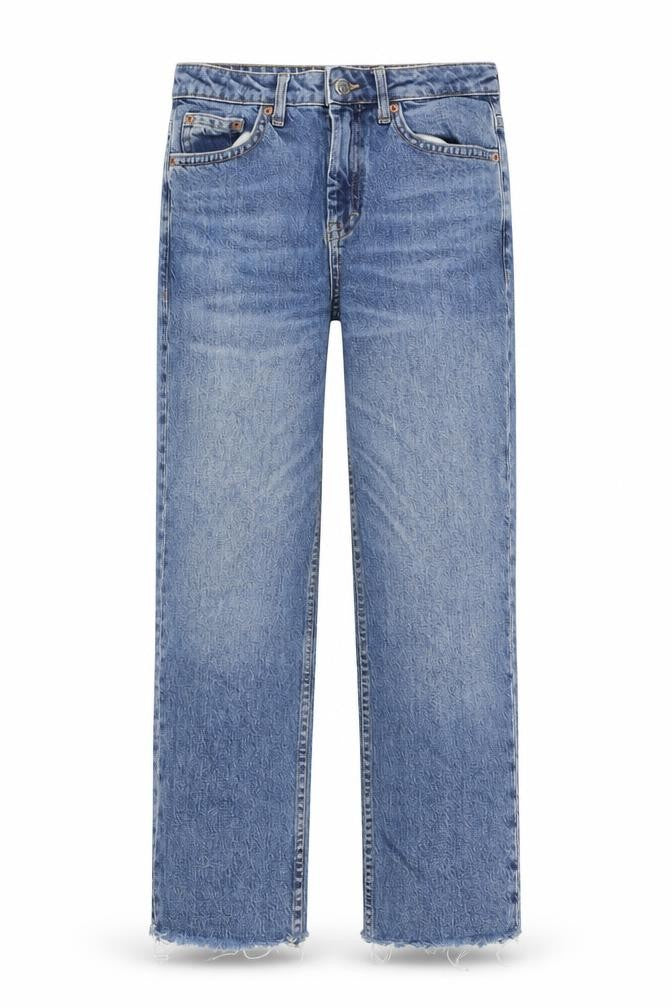 Topshop Womens Blue Cotton Straight Jeans Size 26 L24 in Regular Button