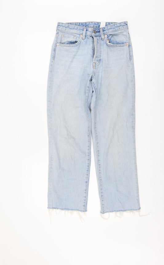 H&M Womens Blue Cotton Straight Jeans Size 26 in L25 in Regular Button