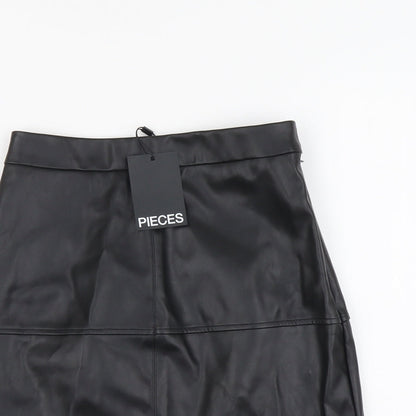 Pieces Womens Black Polyester A-Line Skirt Size XS Button