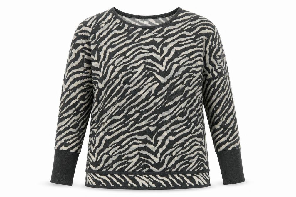 H&M Womens Grey Round Neck Animal Print Acrylic Pullover Jumper Size S - Zebra print