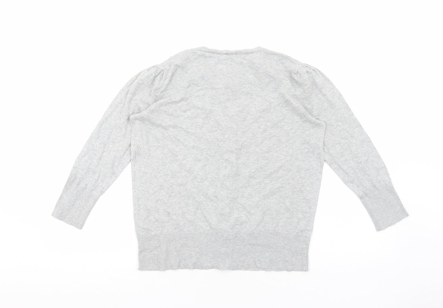 Debenhams Womens Grey Round Neck Cotton Cardigan Jumper Size 14