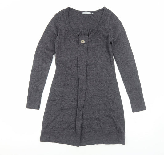 Karen Cole Womens Grey Acrylic Jumper Dress Size S Scoop Neck Pullover