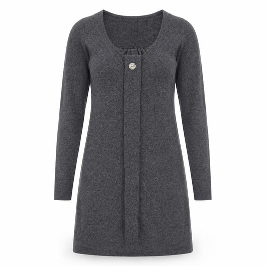 Karen Cole Womens Grey Acrylic Jumper Dress Size S Scoop Neck Pullover