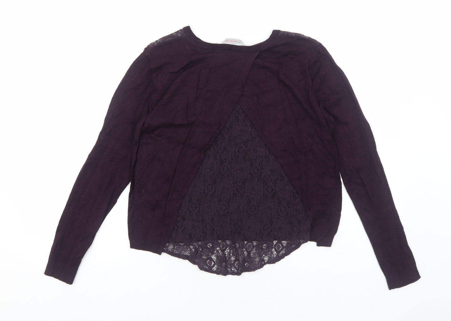 Dorothy Perkins Womens Purple Round Neck Viscose Pullover Jumper Size 8 - Lace detail