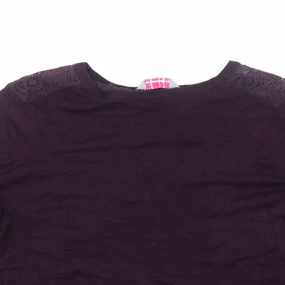Dorothy Perkins Womens Purple Round Neck Viscose Pullover Jumper Size 8 - Lace detail