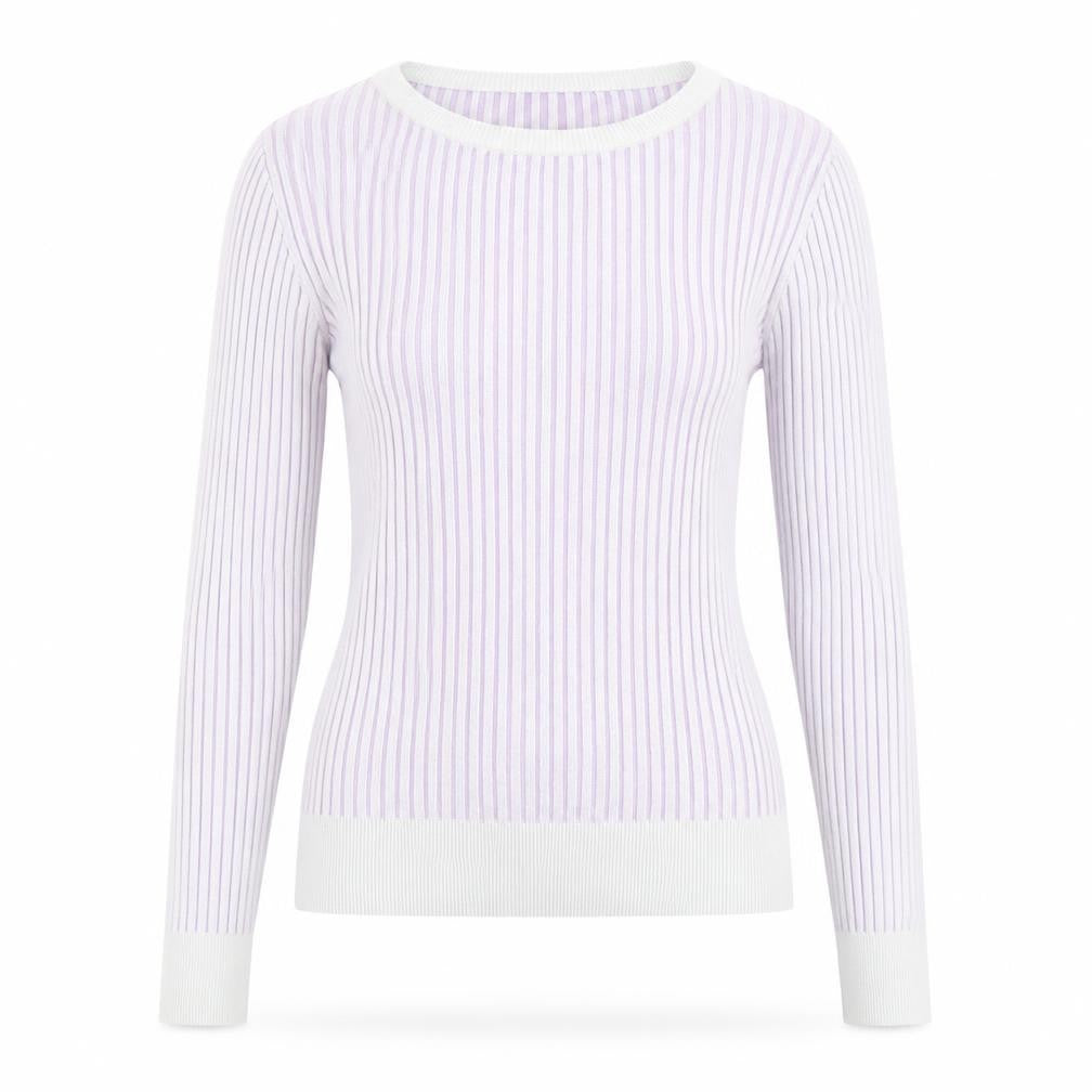 New Look Womens Purple Round Neck Striped Cotton Pullover Jumper Size 8