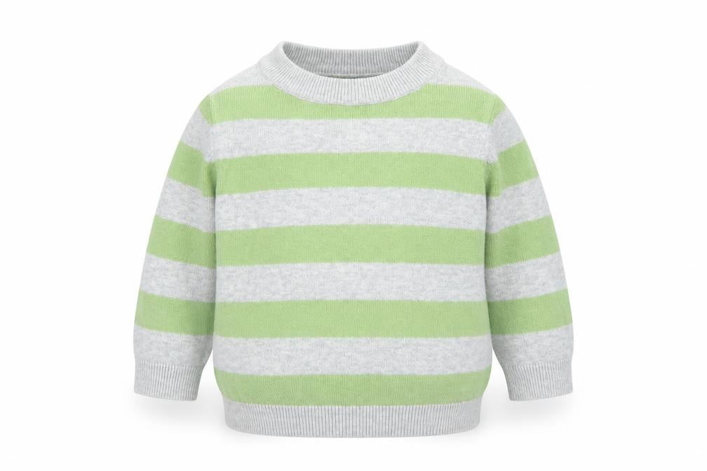 Cherokee Girls Green Striped Cotton Pullover Jumper Size 9-12 Months Pullover