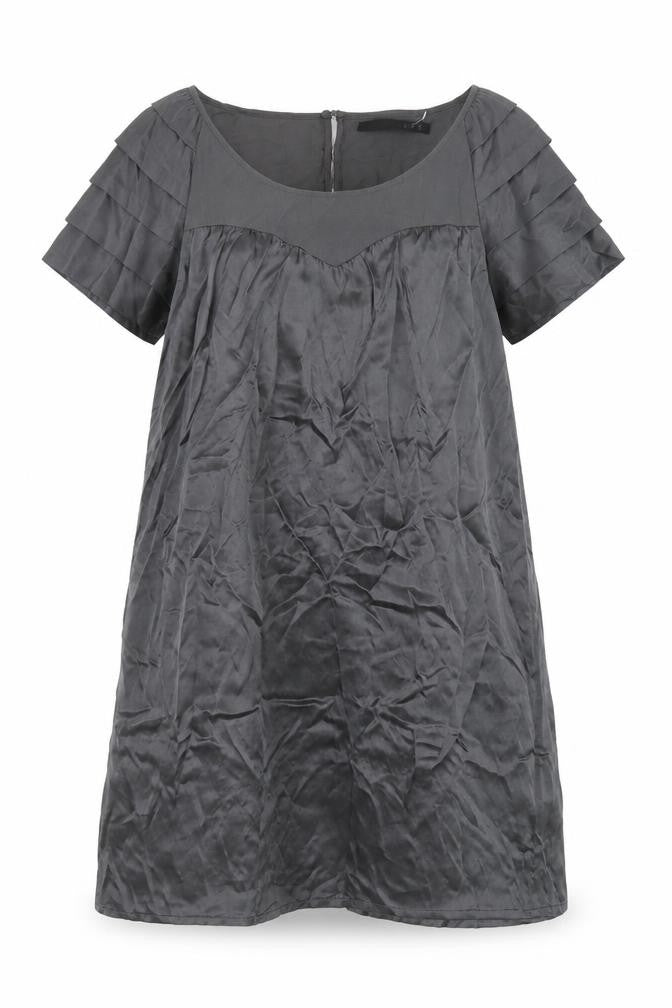 Set Womens Grey Silk Shift Size 10 Scoop Neck Pullover